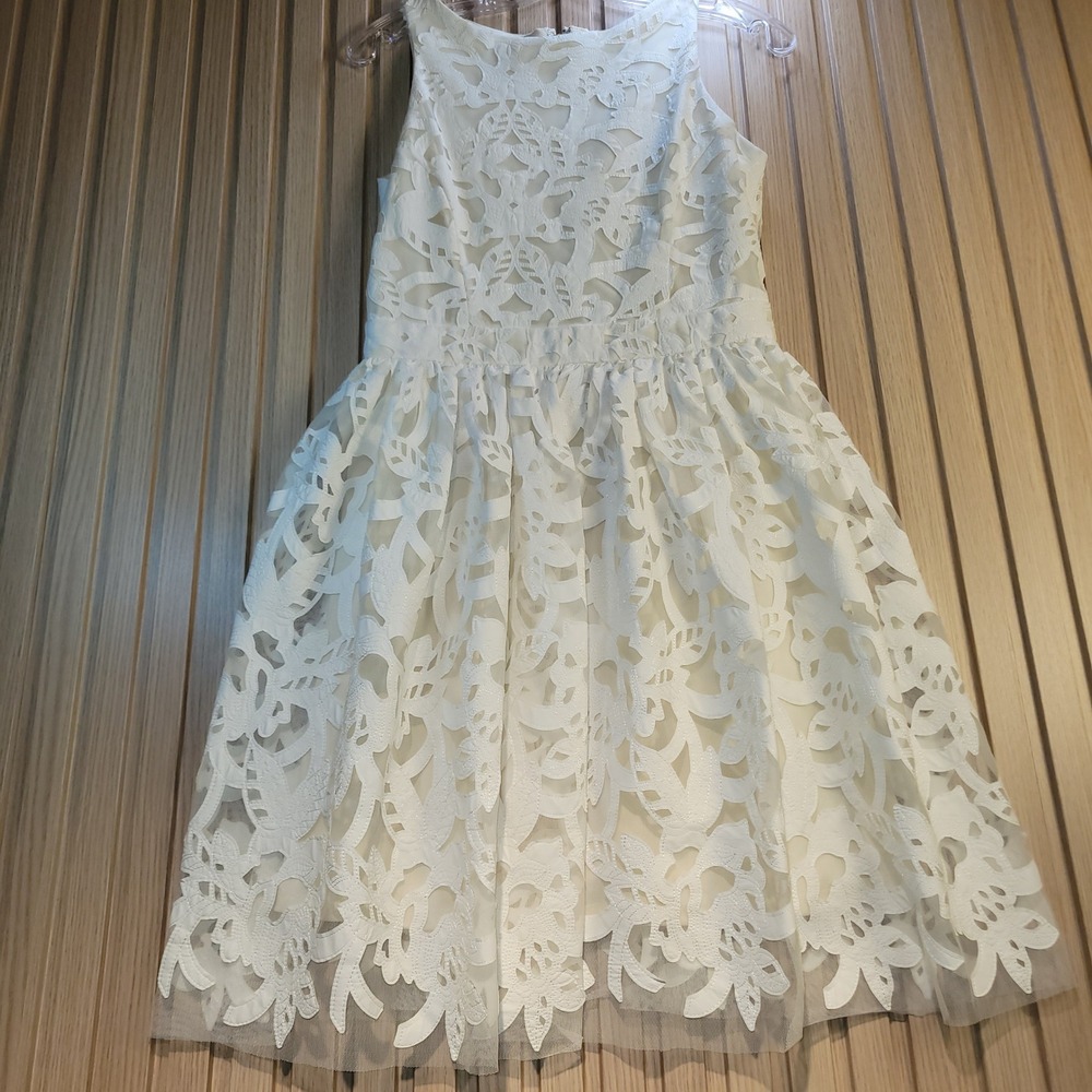 Alexia Admor White Floral Lace Fit Flare Cocktail Dress Sleeveless XS Mini